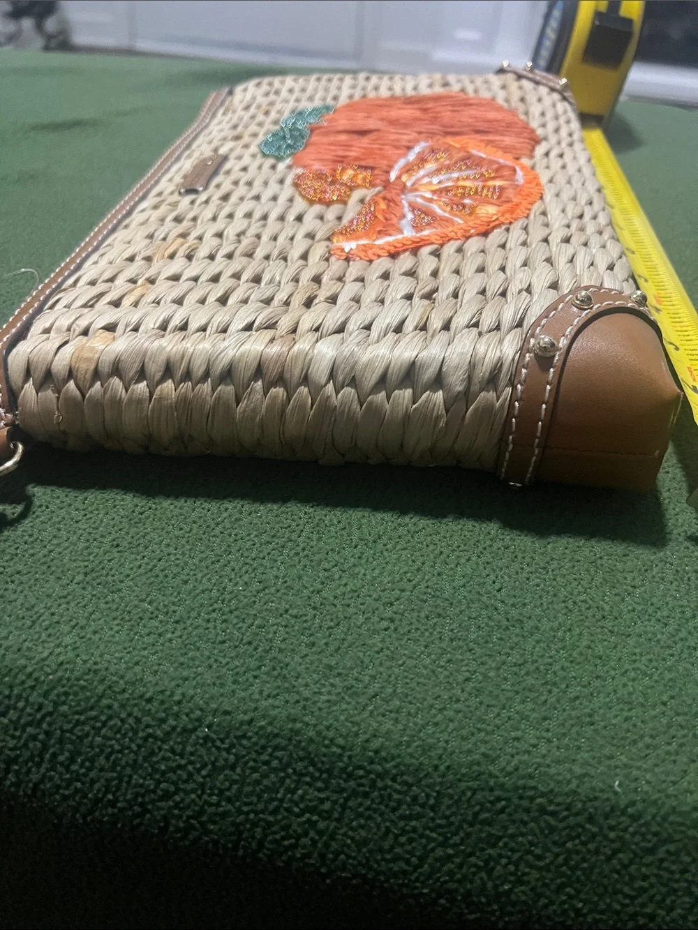 Michael Kors Tan & Natural Woven XL Zip Clutch with Gold Hardware